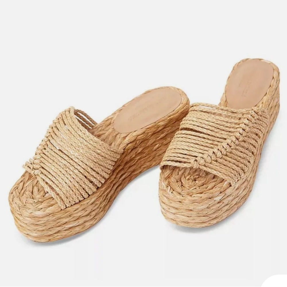 Paloma Barcelo Raffna Platform Slide Wedge Sandal in Natural Size EU36/5.5
